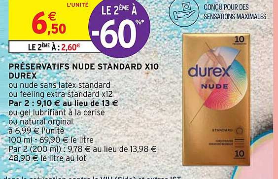 préservatifs nude standard x10 durex
