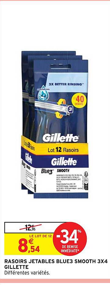 rasoirs jetables blues smooth 3x4 gillette