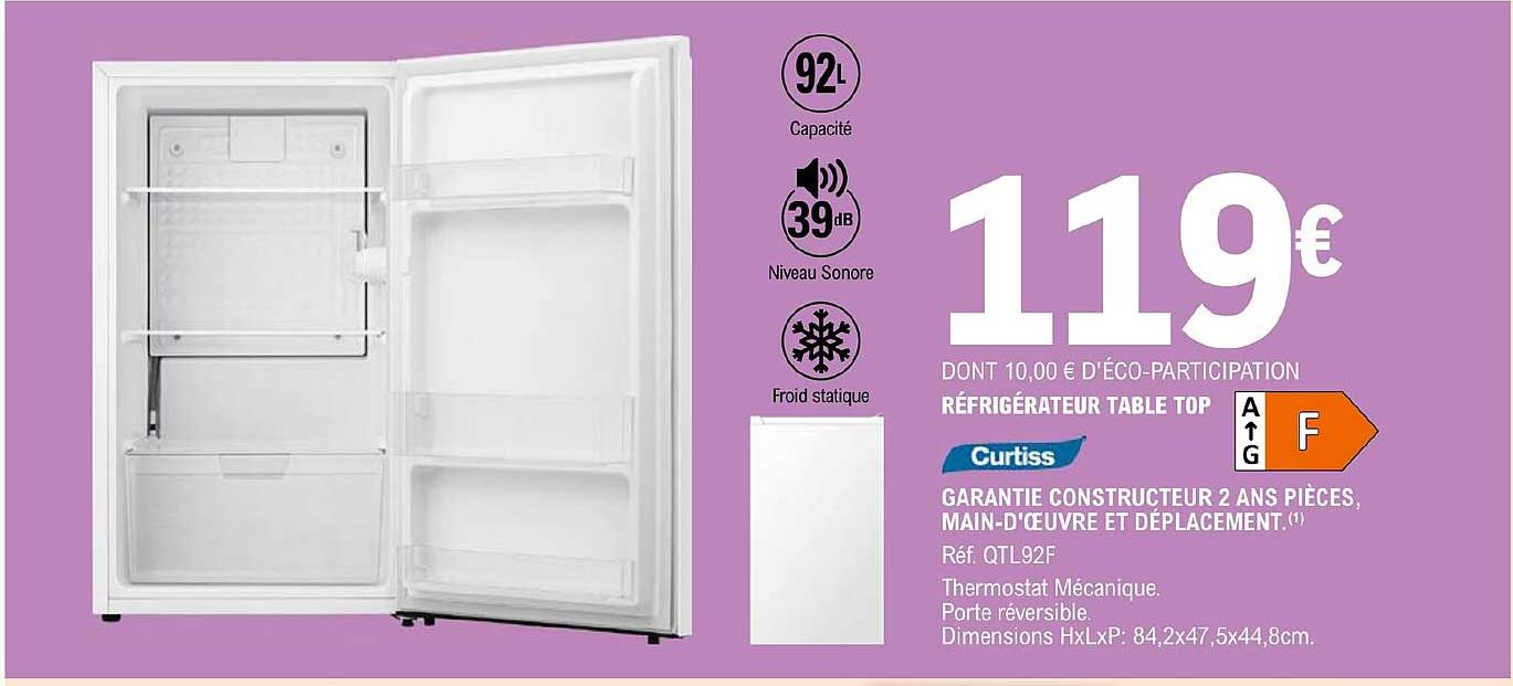 Réfrigérateur Table Top Curtiss