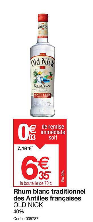 rhum blanc traditionnel des antilles françaises old nick