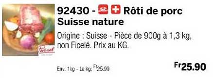 Rôti De Porc Suisse Nature