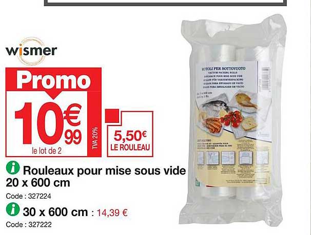 rouleaux pour mise sous vide 20 x 600 cm wismer
