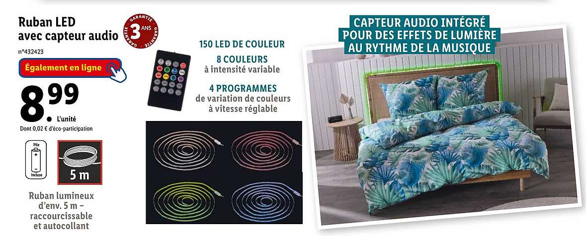 ruban led avec capteur audio