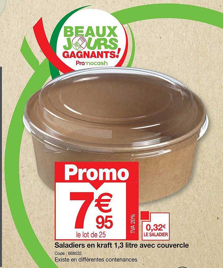 saladiers en kraft 1.3 litre avec couvercle