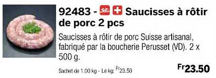 saucisses à rôtir de porc 2 pcs