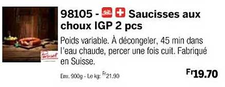 saucisses aux choux igp 2 pcs