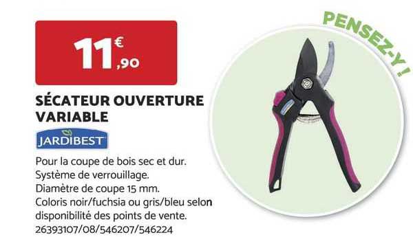 sécateur ouverture variable jardibest