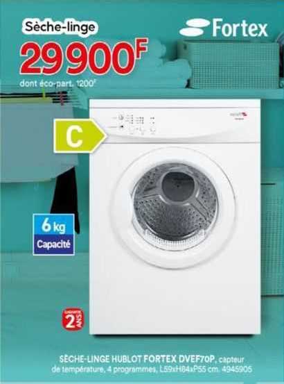 sèche-linge hublot fortex