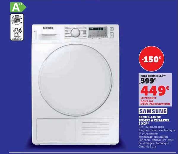 sèche-linge pompe à chaleur 8 kg samsung