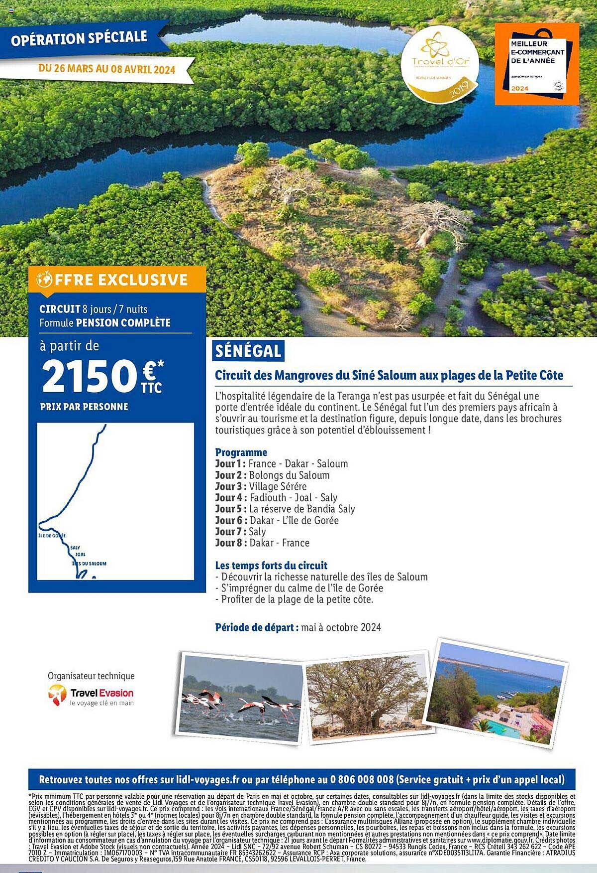 sénégal : circuit des mangroves du siné saloum aux plages de la petite côte