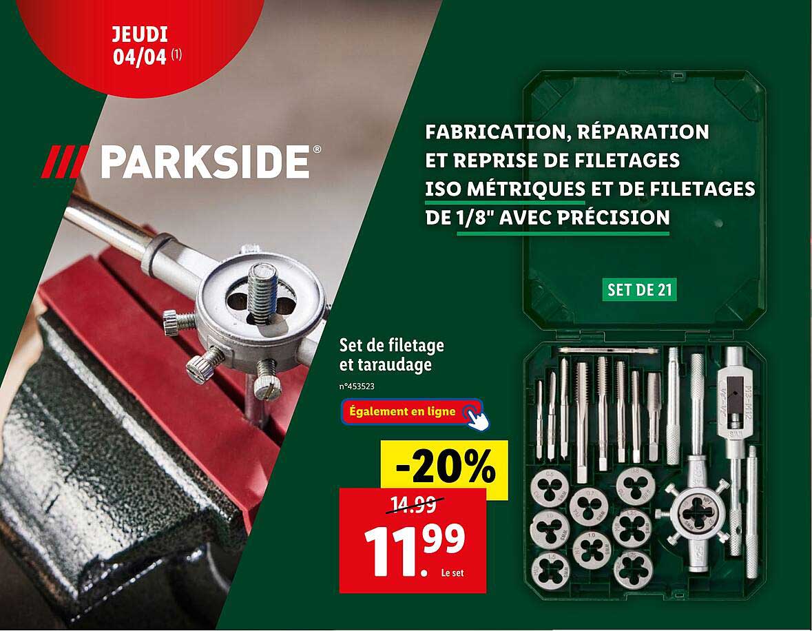 set de filetage et taraudage parkside