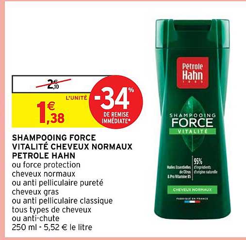 shampooing force vitalité cheveux normaux petrol hahn