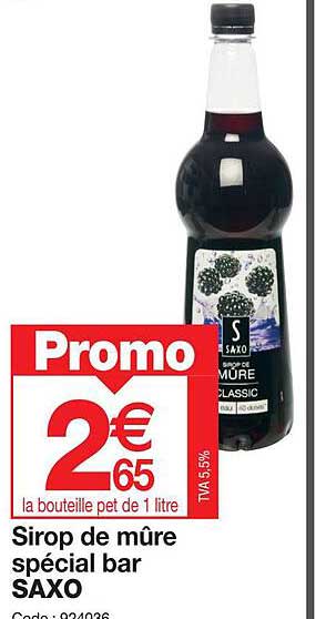 Sirop De Mûre Spécial Bar Saxo