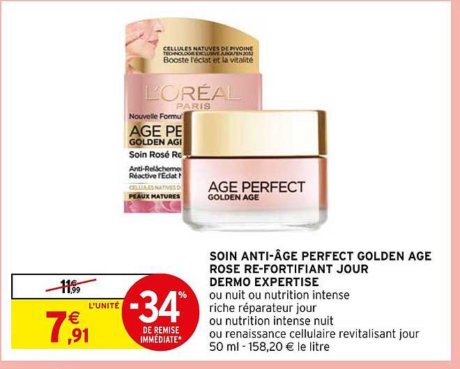 soin anti-âge perfect golden age rose re-fortifiant jour dermo expertise