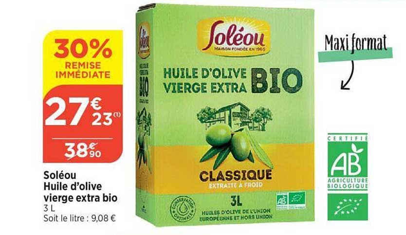Soléou Huile D'olive Vierge Extra Bio