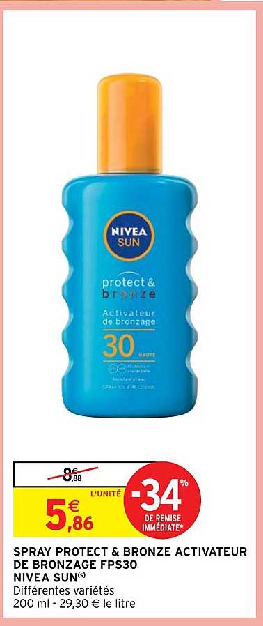 spray protect & bronze activateur de bronzage fps30 nivea sun