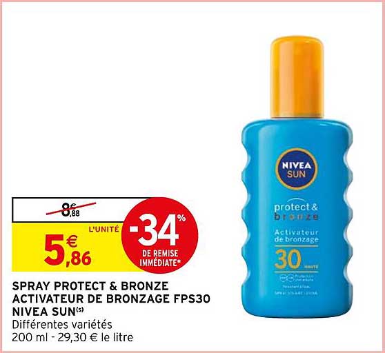 spray protect & bronze activateur de bronzage fps30 nivea sun