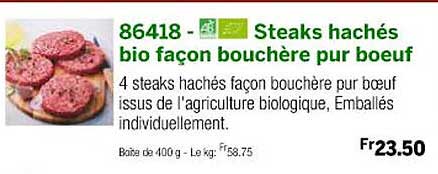steaks hachés bio façon bouchère pur bœuf