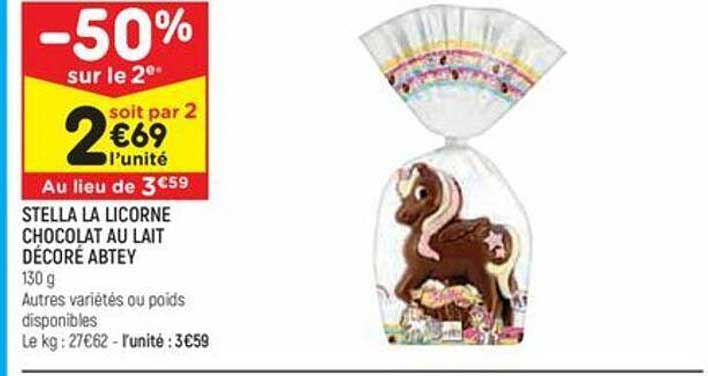 stella la licorne chocolat au lait décoré abtey