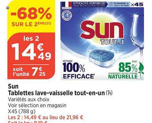 sun tablettes lave-vaisselle tout-en-un
