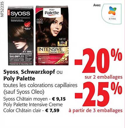 syoss, schwarzkopf ou poly palettes toutes les colorations capillaires