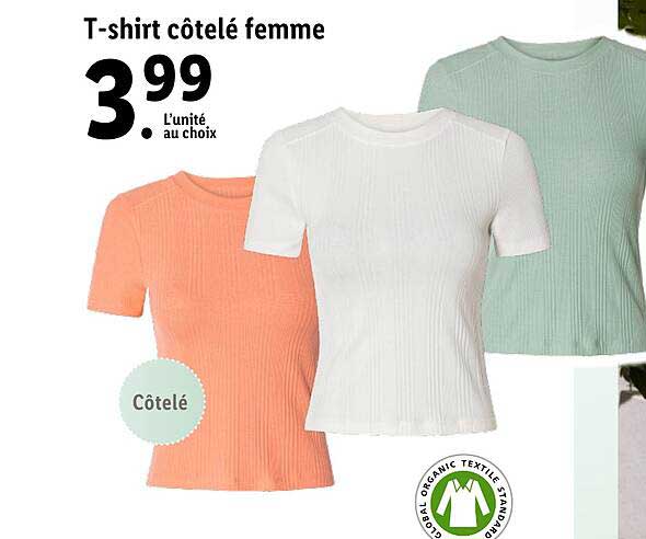 t-shirt côtelé femme