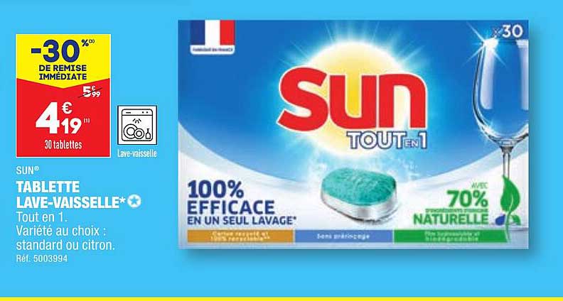 tablette lave-vaisselle sun