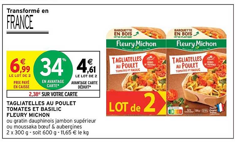 tagliatelles au poulet toamtes et basilic fleury michon