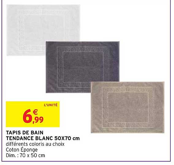 tapis de bain tendance blanc 50x70 cm