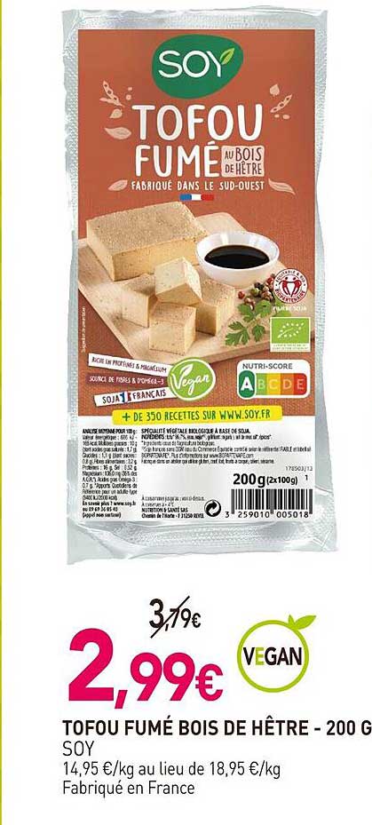 Tofou Fumé Bois De Hêtre Soy