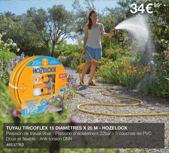 tuyau tricoflex 15 diamètres x20 m - hozelock