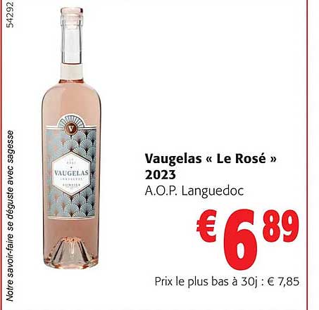 vaugelas «le rosé» 2023 a.o.p. languedoc
