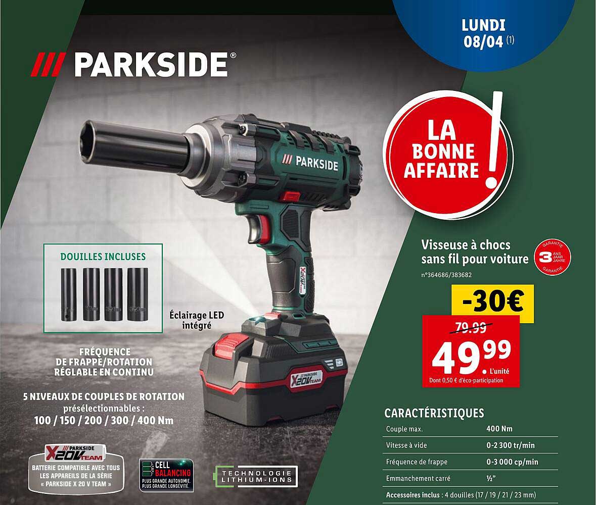 visseuse à chocs sans fil pour voiture parkside