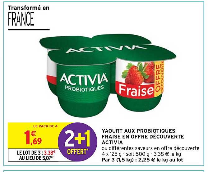 Yaourt Aux Probiotiques Fraise En Offre Découverte Activia