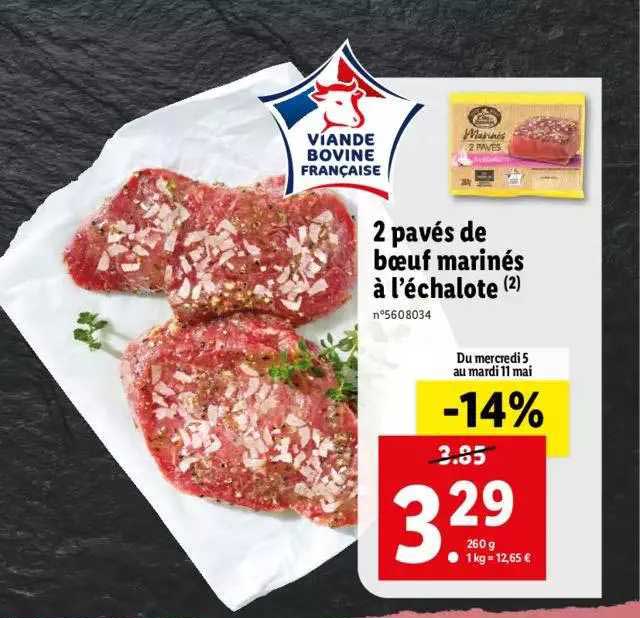2 pavés de bœuf marinés à l'échalote
