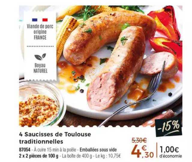 4 saucisses de toulouse traditionnelles