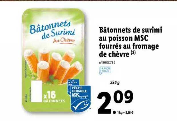 Bâtonnets De Surimi Au Poisson Msc Fourrés Au Fromage De Chèvre