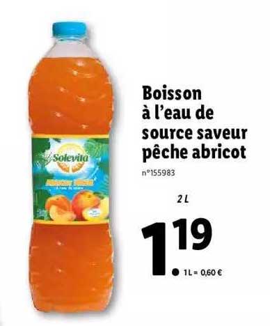 boisson à l'eau de source saveur pêche abricot