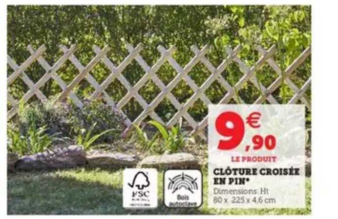 clôture croisée en pin