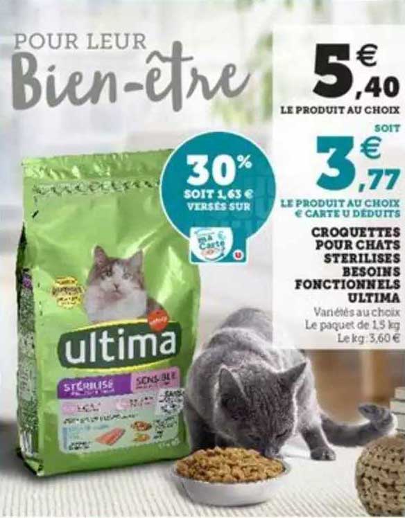 croquettes pour chats stérilisés besoins fonctionnels ultima