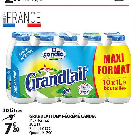 grandlait demi-écrémé candia