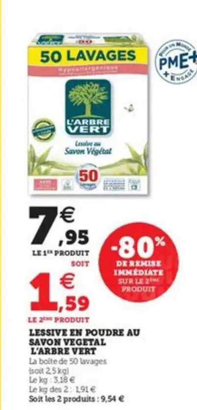 lessive en poudre au savon végétal l'arbre vert