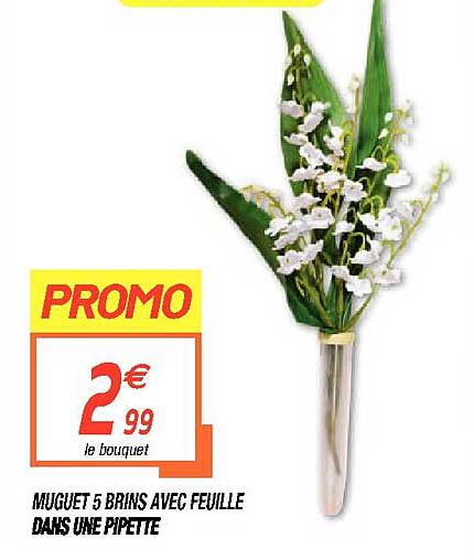 muguet 5 brins avec feuill dans une pipette