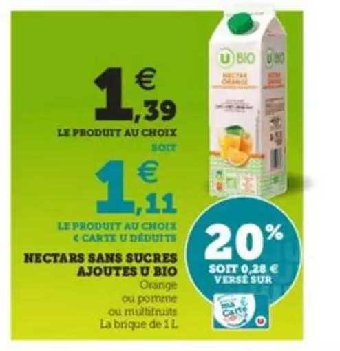 Nectars Sans Sucres Ajoutés U Bio