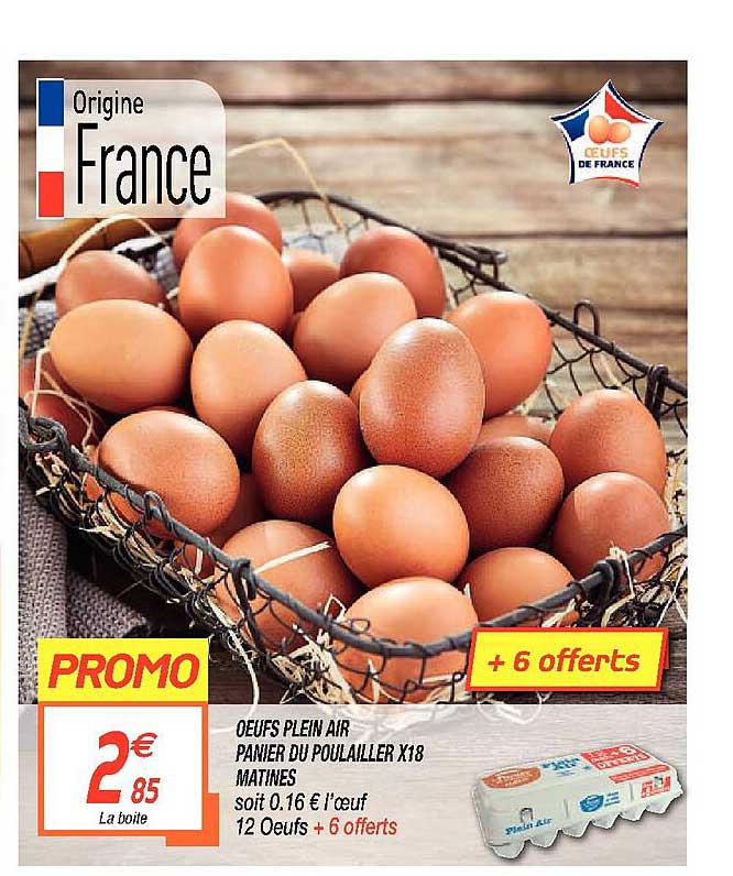oeufs plein air panier du poulailler x18 matines