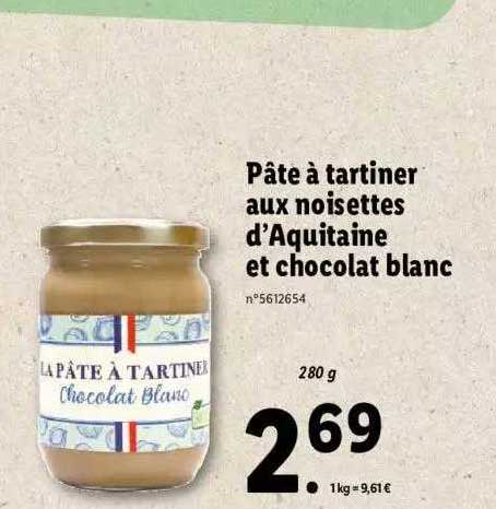 pâte à tartiner aux noisettes d'aquitaine et chocolat blanc