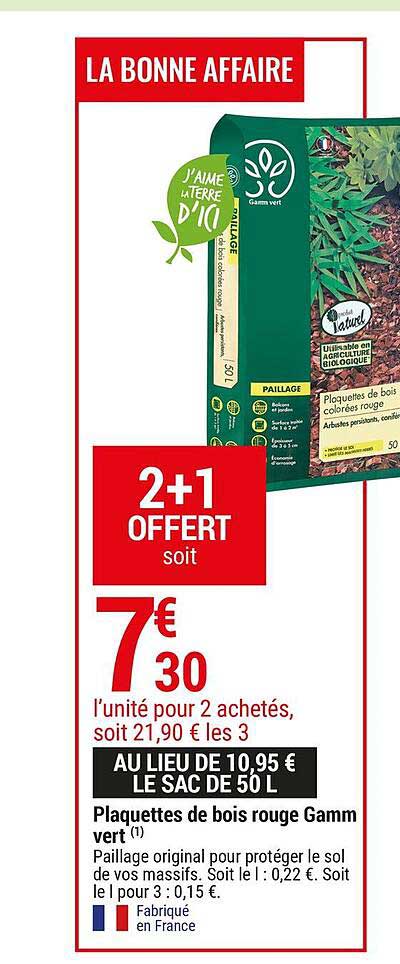 plaquettes de bois rouges gamm vert