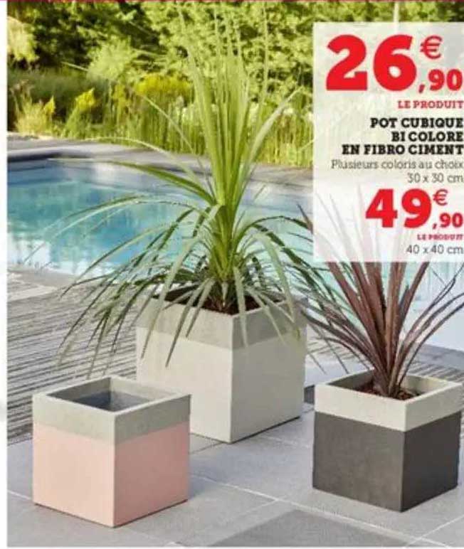 Pot Cubique Bi Colore En Fibro Ciment