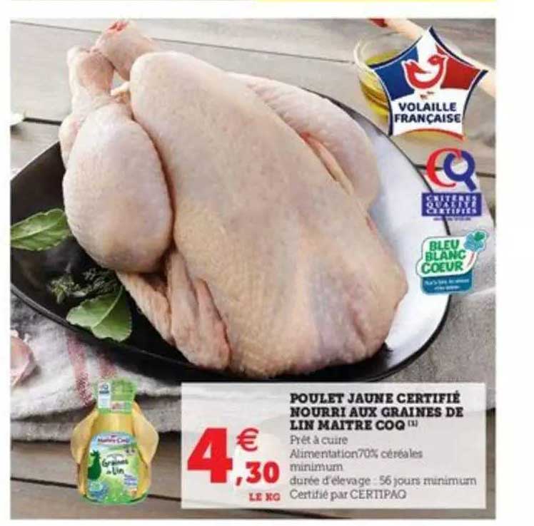 poulet jaune certifié nourri aux graines de lin maître coq