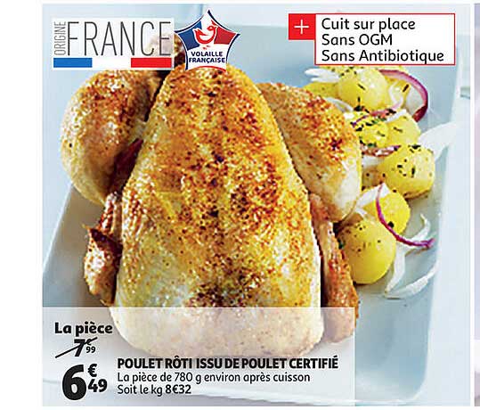 poulet rôti issu de poulet certifié
